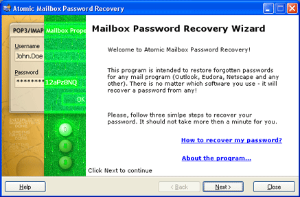 Atomic Mailbox Password Cracker screenshot