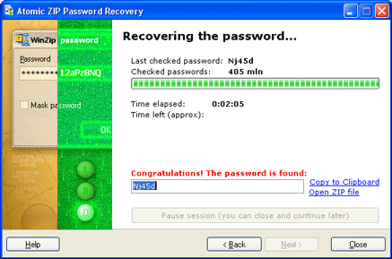 Atomic Zip Password Cracker screenshot